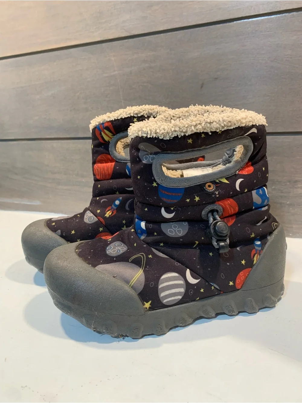Bogs Kids Space Print Fleece Lined Boot Waterproof Sz 10 Thermal Casual Outdoor